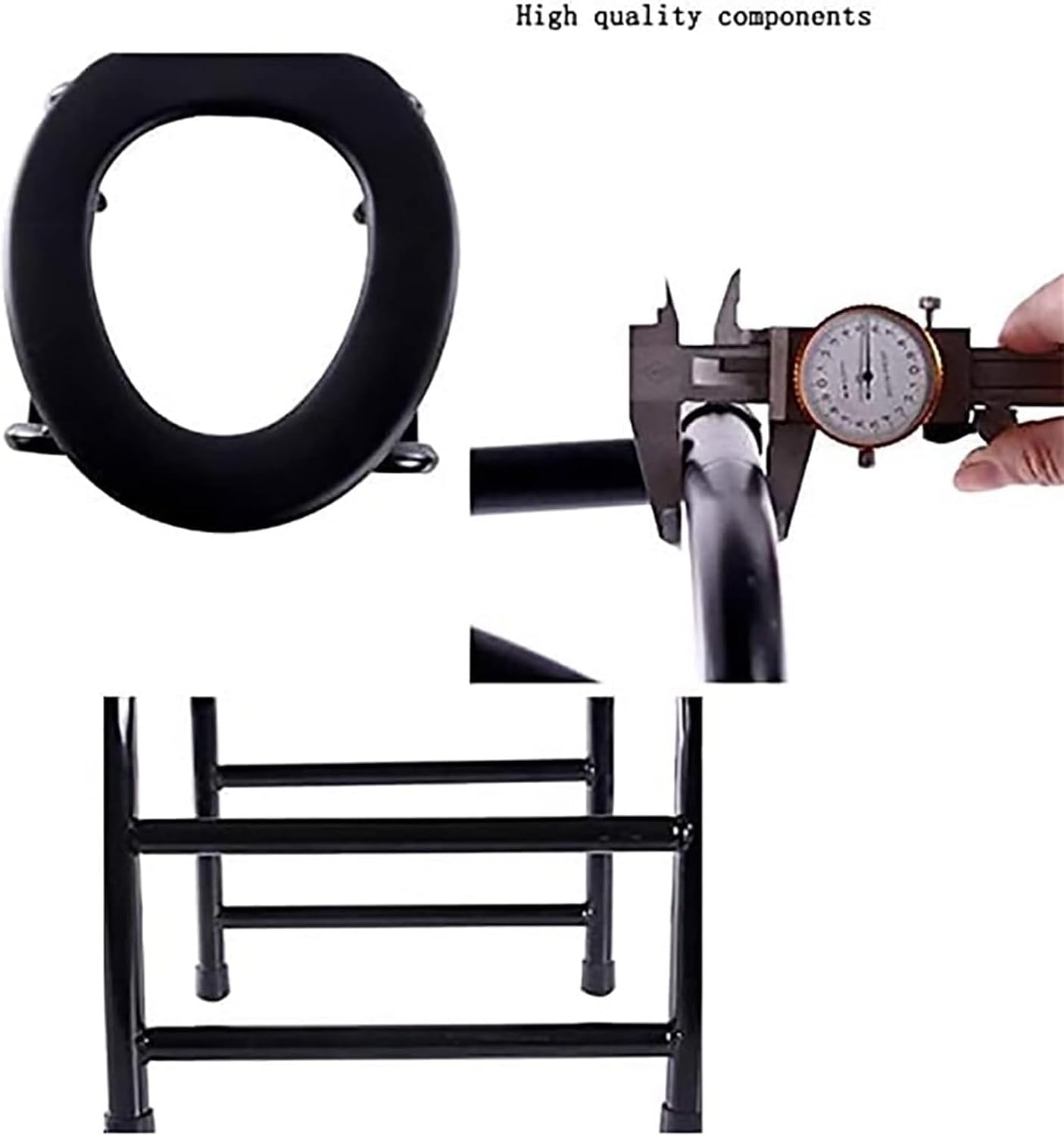 Bedside Commode,Toilet Seat with Handles Stainless Steel Toilet Stool Folding Non-Slip Rubber Tips Easy to Clean Elderly Pregnant Woman Toilet Chair