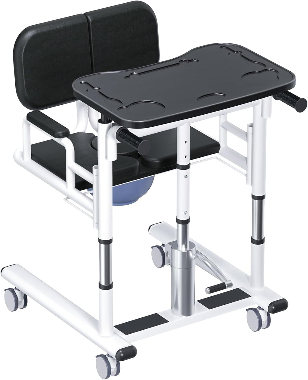 Patient Lift Transfer Chair - Heavy Duty Shower Commode Chair with Toilet Safety Frame (Dual A - Black XL)