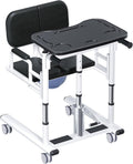 Patient Lift Transfer Chair - Heavy Duty Shower Commode Chair with Toilet Safety Frame (Dual A - Black XL)