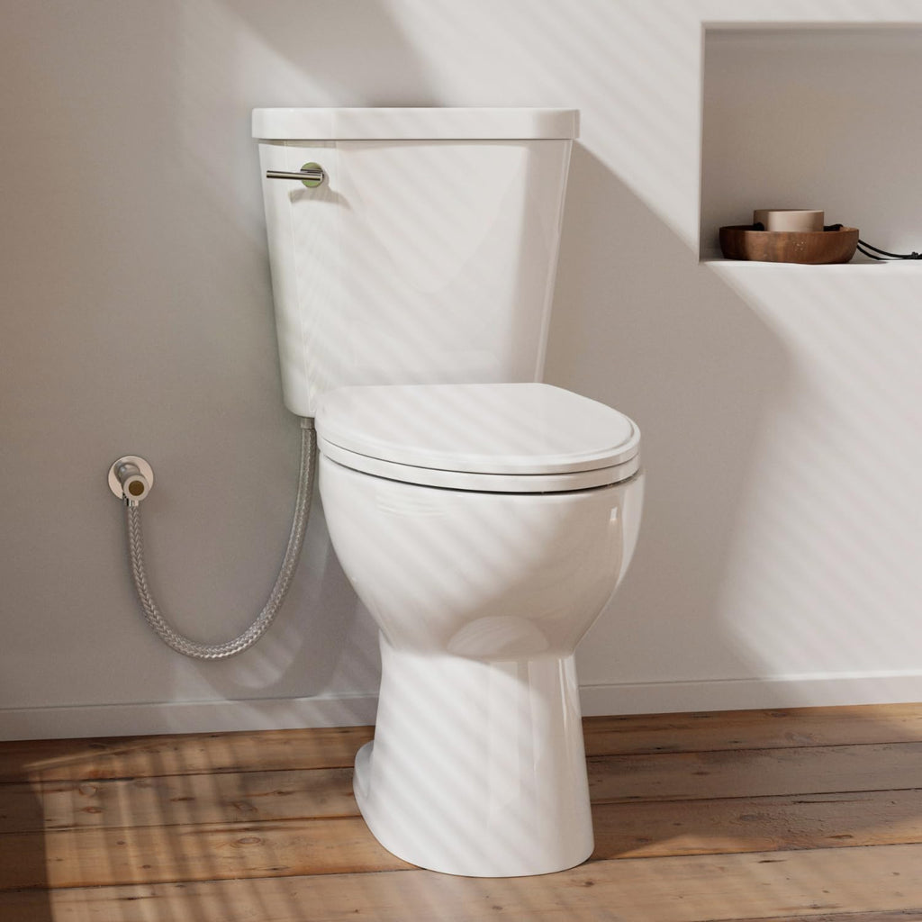 17 Inch Two Piece Toilet, Los Flexi 17.9' Tall Toilets for Bathrooms, Elongated Bowl & ADA Comfort Chair Height Toilet, Soft-Closing Seat, 1.28 GPF Siphon Flush, High-Efficiency, 12' Rough-In