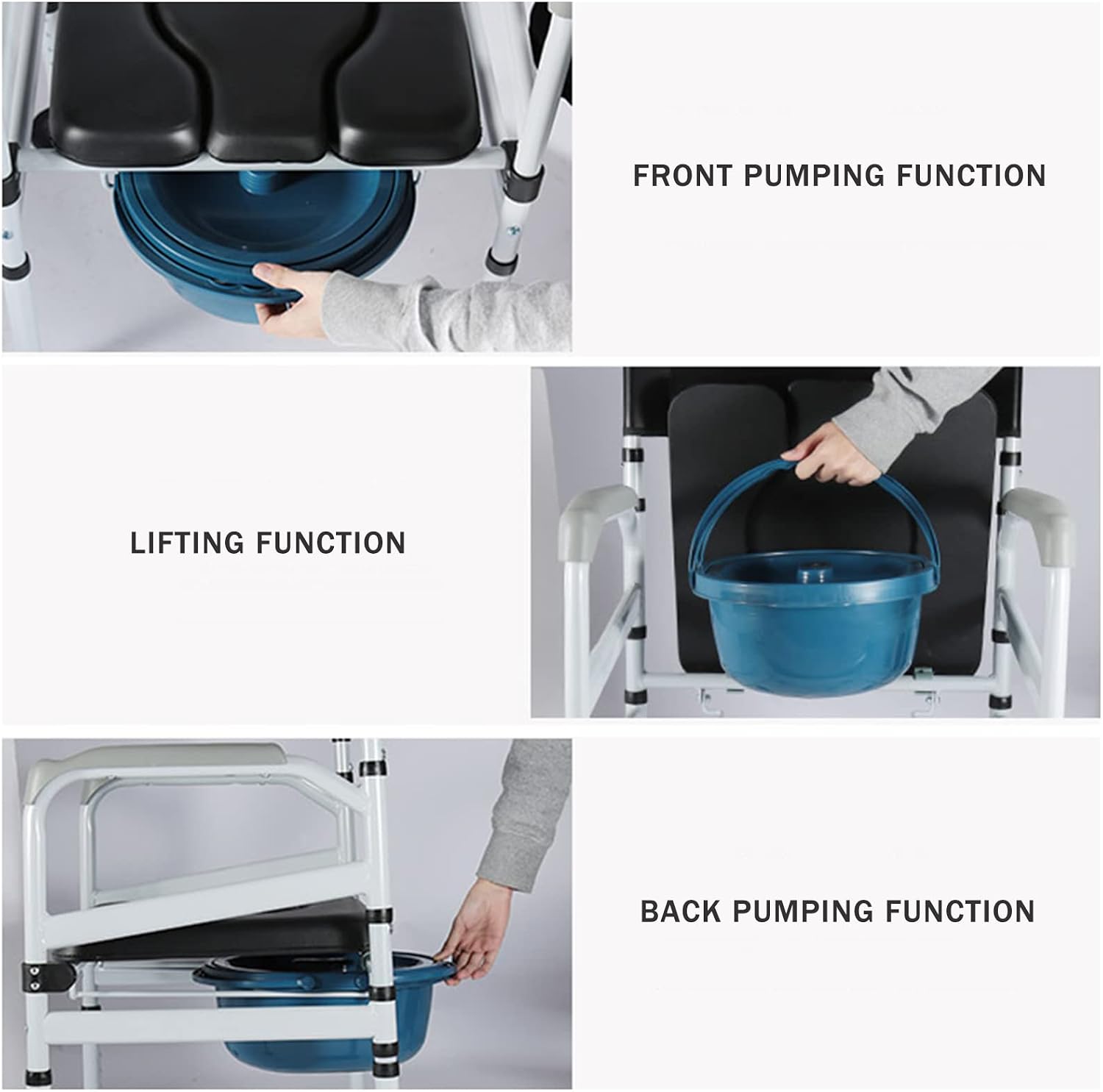 Heavy Duty Shower Chair with Armrests - Raised Toilet Seat with Potty - Bedside Commode for The Elderly, Pregnant Women, Disabled,B