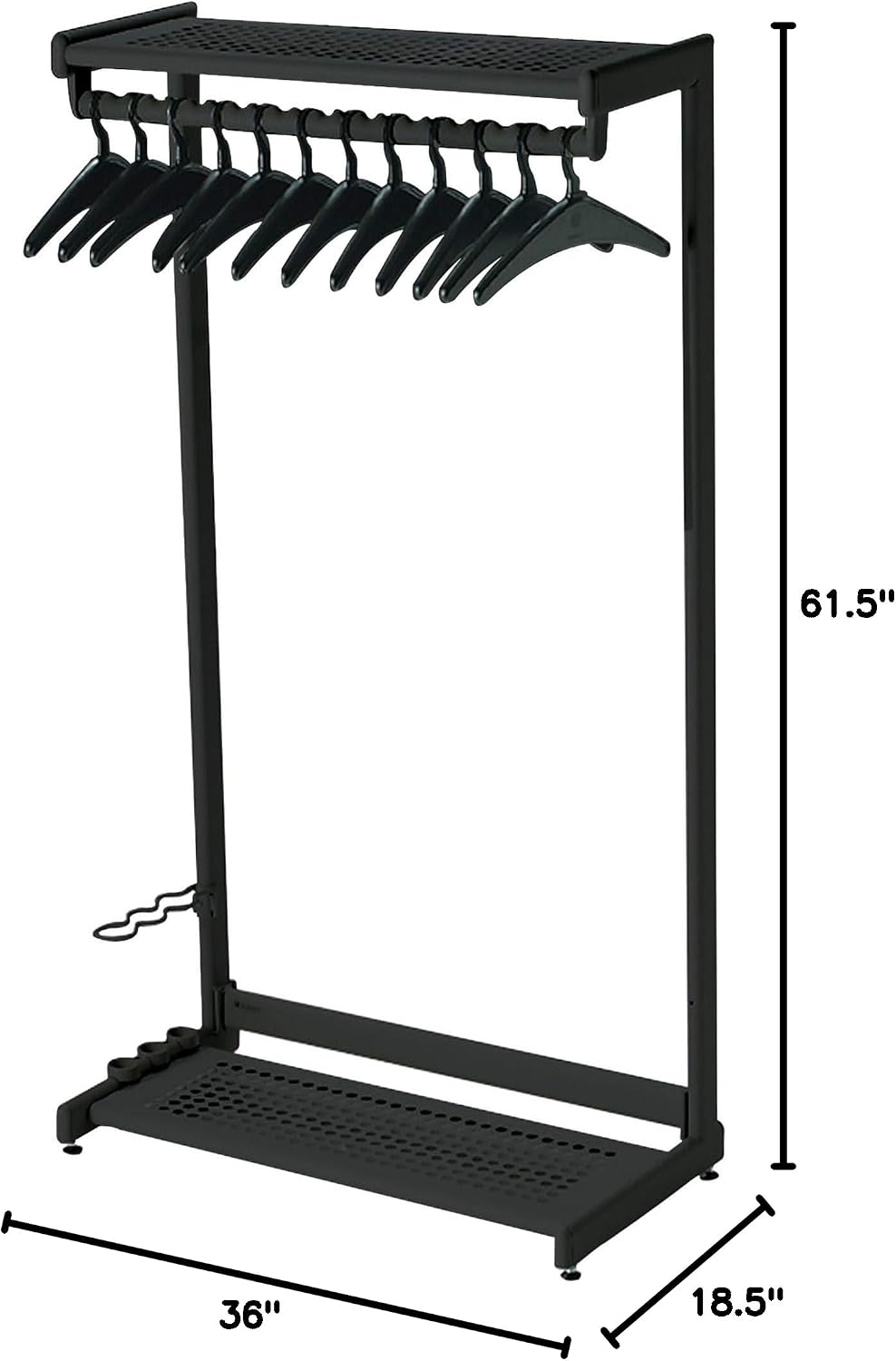 Quartet Two-Shelf Garment Rack, Freestanding, 36 Inch, Black, 12 Hangers Included (20225)