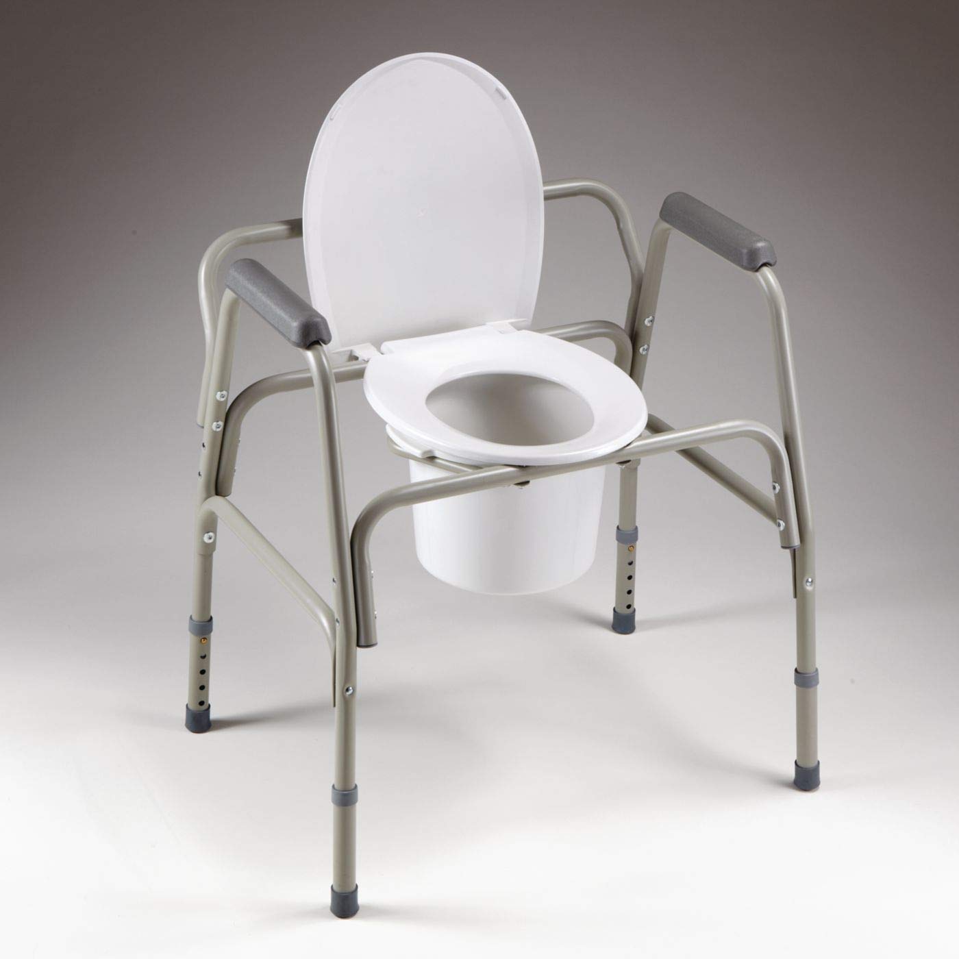 Homecraft Heavy Duty 3-in-1 Commode, Safety Frame, Raised Toilet Seat, Portable Commode, Toilet with Grips for Stability, Bedside Commode for Elderly, Handicapped, Disabled Users, 350 lb. Capacity