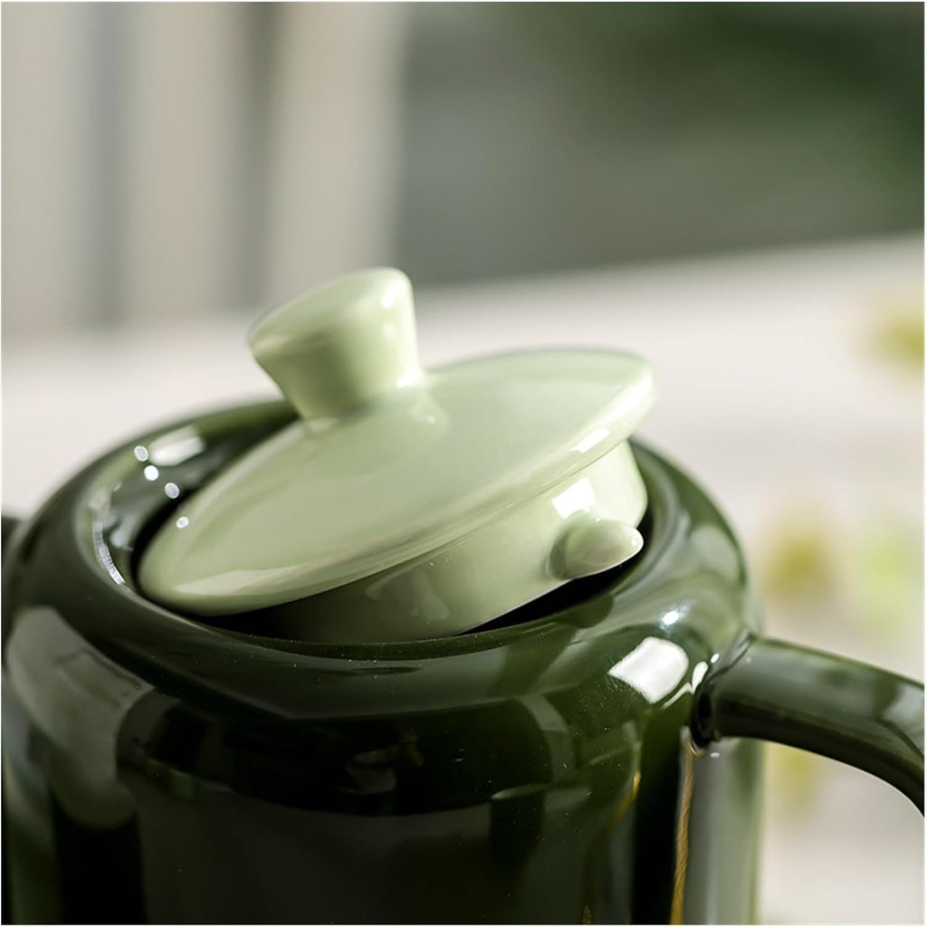 Beverage Serveware Water Cup Tea Set Household Creative Set Cup Ceramic Water Set Tea Cup Living Room Family Cup Water Carafe(Green)