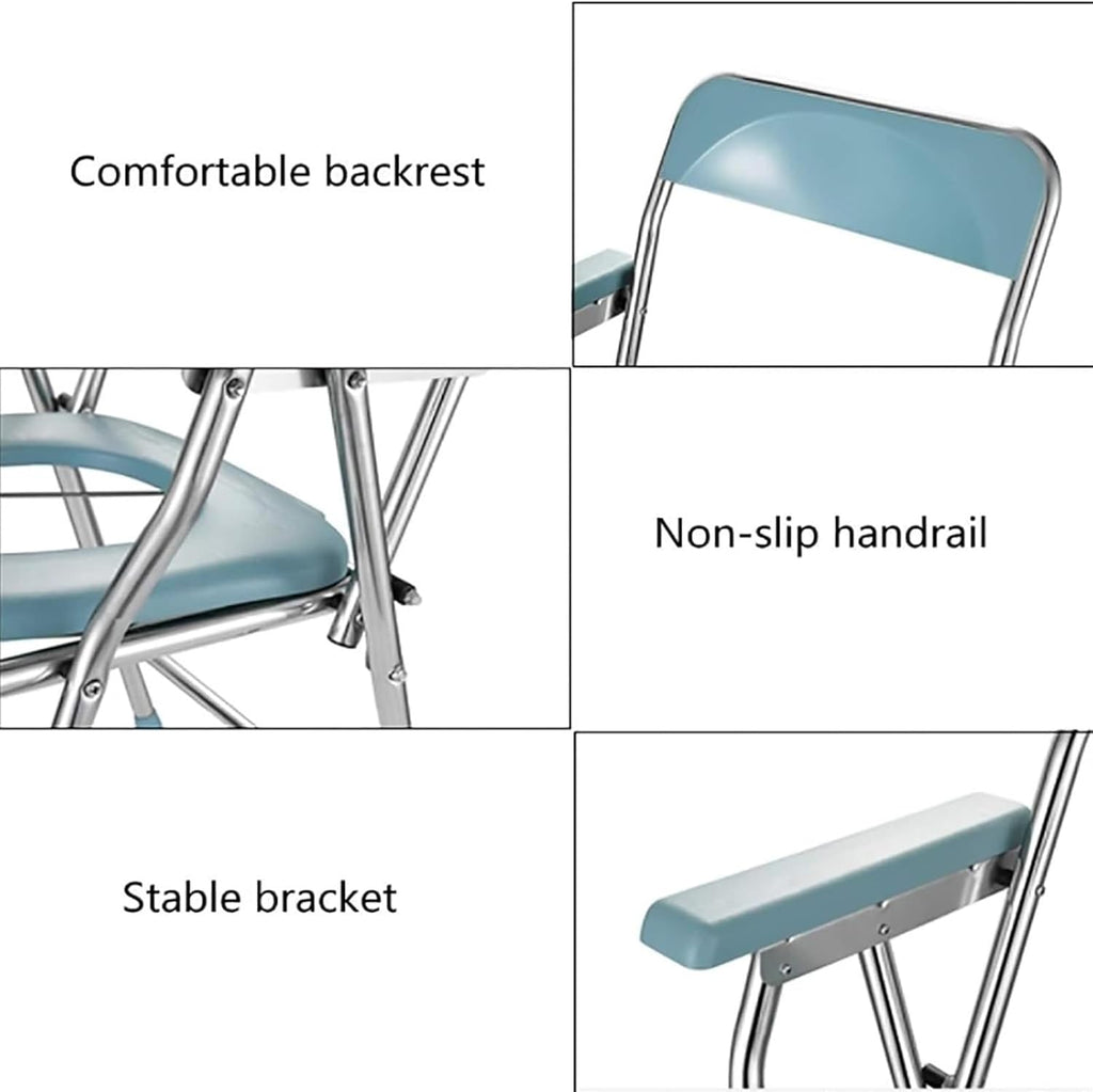 Bedside Commode,Toilet Seat with Handles Commode Chair with Removable Bucket armrests backrest Lightweight Non-Slip Foldable Bedroom Chair