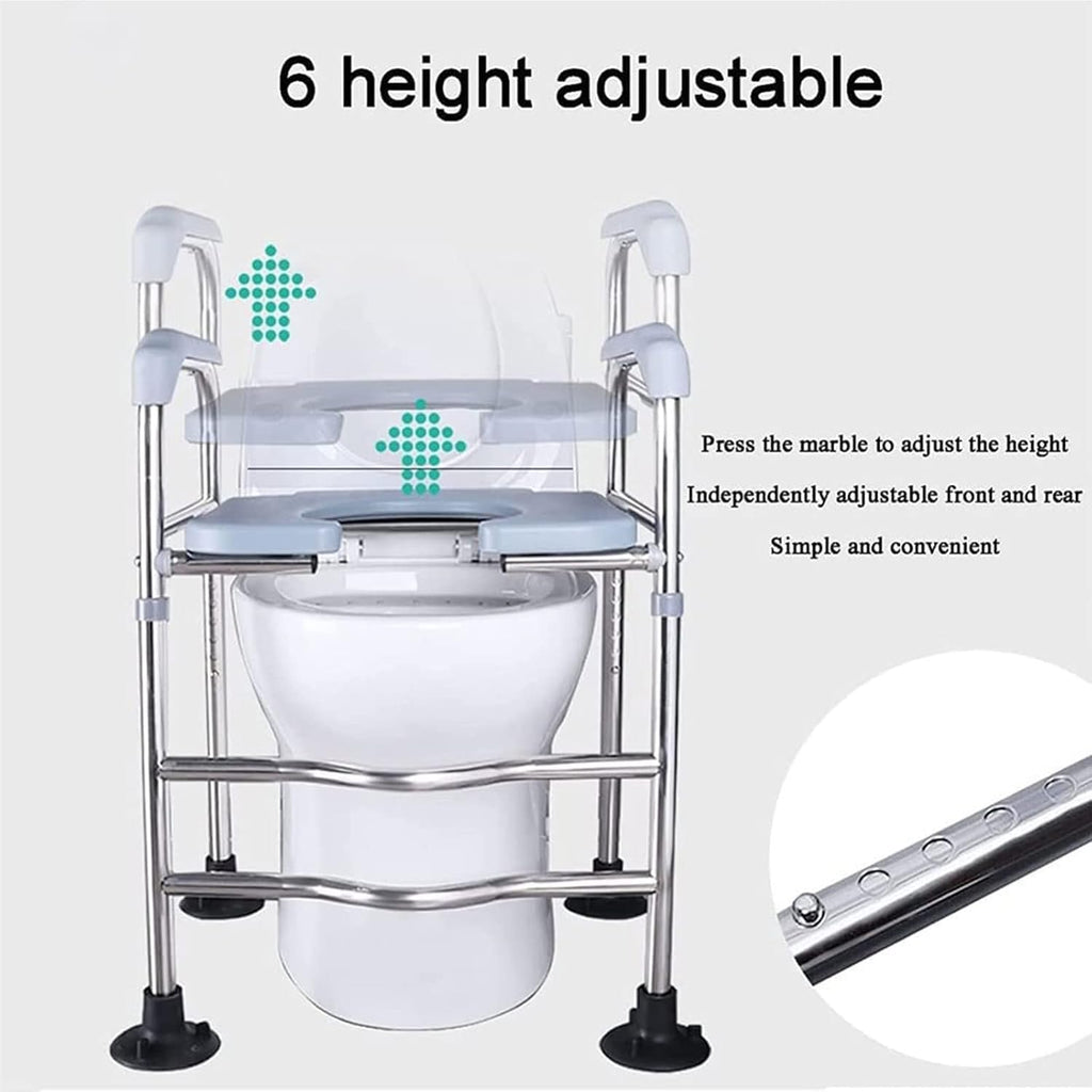3 in 1 Toilet Seat Chair Clip on Seat for Easy Cleaning Steel Commode Chair with Adjustable Height Heavy-Duty Raised Toilet Seat with Handles,Bathroom Potty Chair Shower