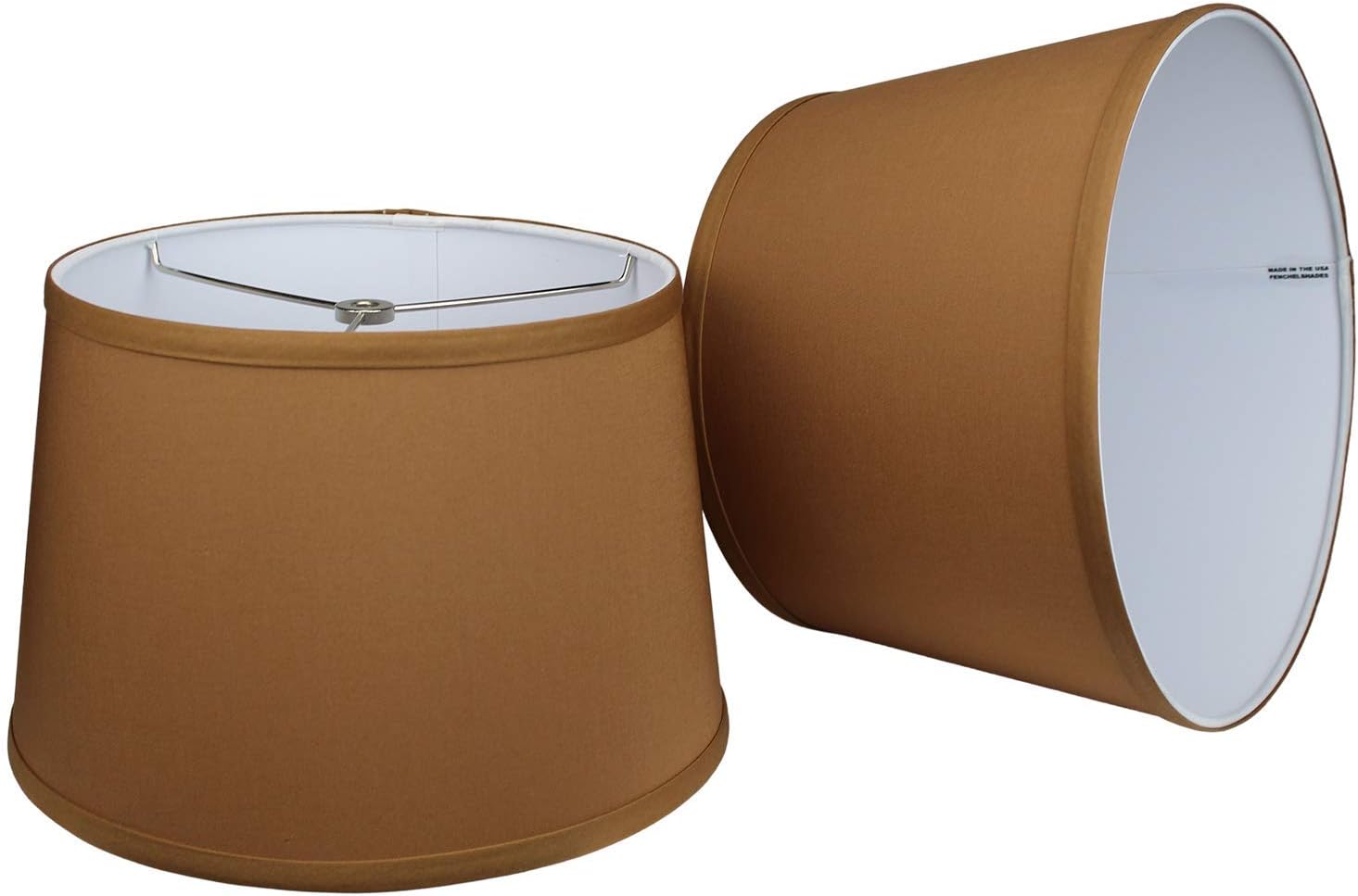 FenchelShades.com Set of 2 Lampshades 10' Top Diameter x 12' Bottom Diameter x 8' Slant Height with Washer (Spider) Attachment. Attaches to Lamps with an existing Harp (not included) (Linen Earth)