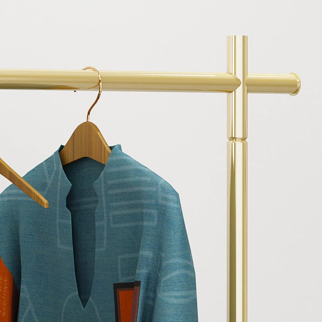 Clothing Rack Fashion Style Gold Clothing Rack with Shelf Heavy Duty Metal Rolling Garment Rack with Wheels for Bedroom Retail Boutique (Size : 90x40x155cm)
