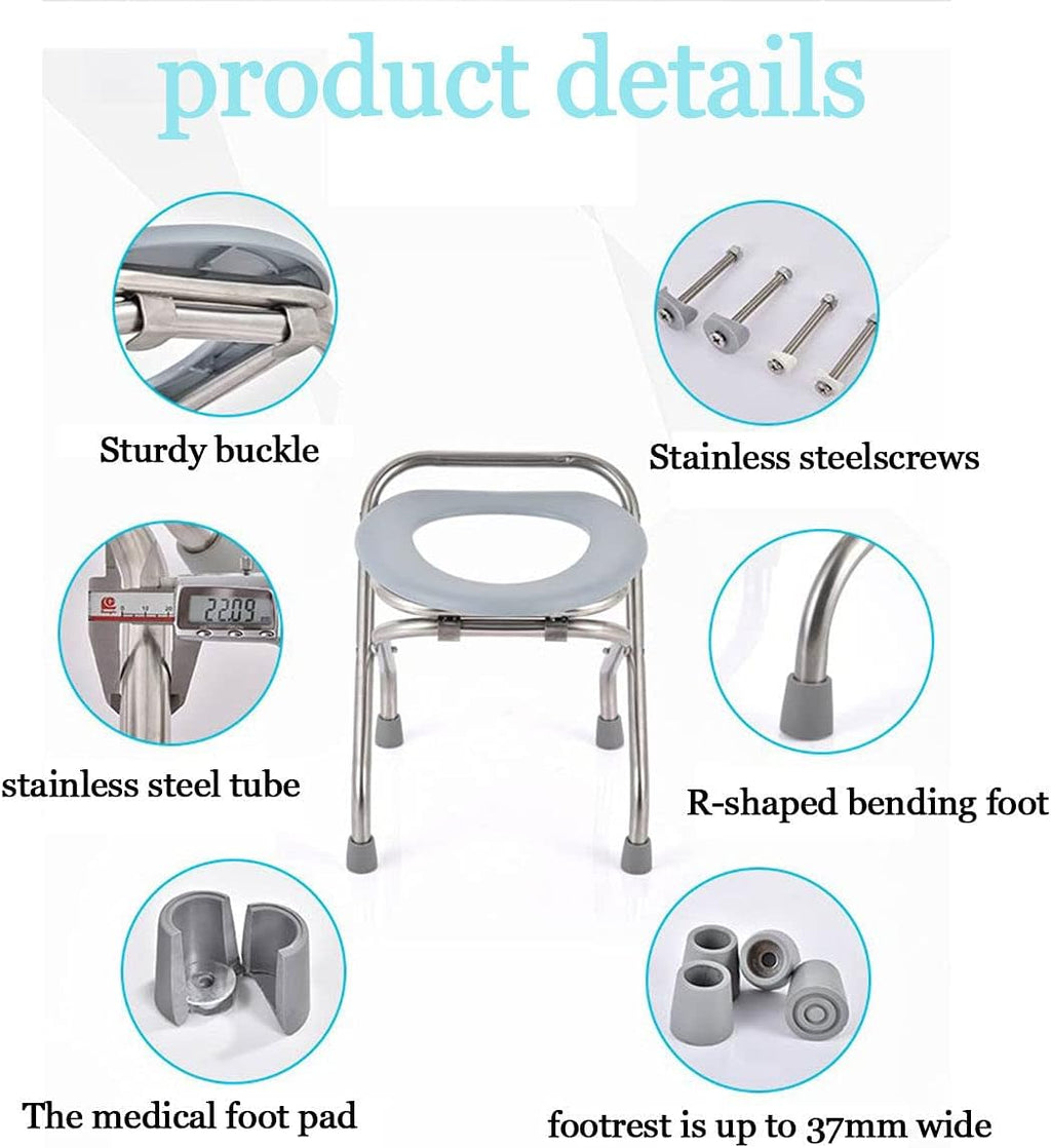 Portable Toilet Seat – Compact Lightweight Indoor & Outdoor Commode – Heavy-Duty Stainless-Steel Chair is Durable & Convenient for Camping, Travel & Emergency