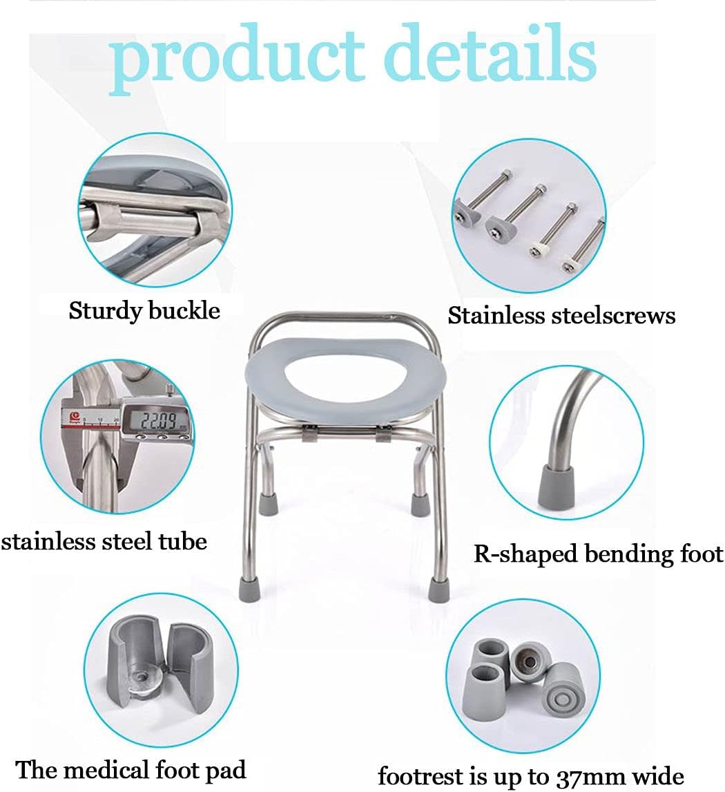 Portable Toilet Seat – Compact Lightweight Indoor & Outdoor Commode – Heavy-Duty Stainless-Steel Chair is Durable & Convenient for Camping, Travel & Emergency