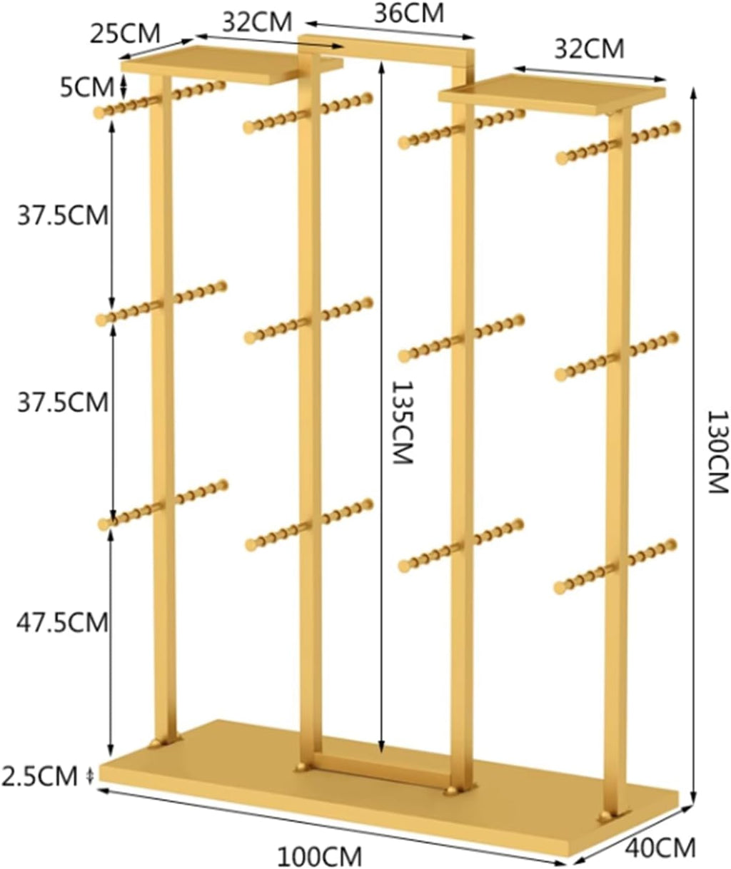 Coat Rack Stand, Underwear Display Stands, Freestanding Clothing Store Boutiques Retail Lingerie Garment Rack, Commercial Shelves for Socks Bra Panties Scarves Storage, 100x40x135CM, gold