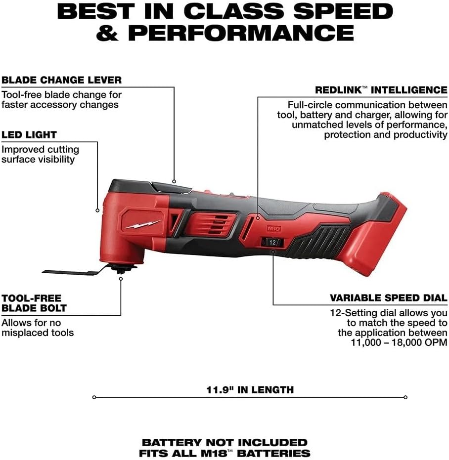 Oscillating Power Tool 2626-20 for Milwaukee M18 18V Cordless Oscillating Multi-Tool - Bare Tool