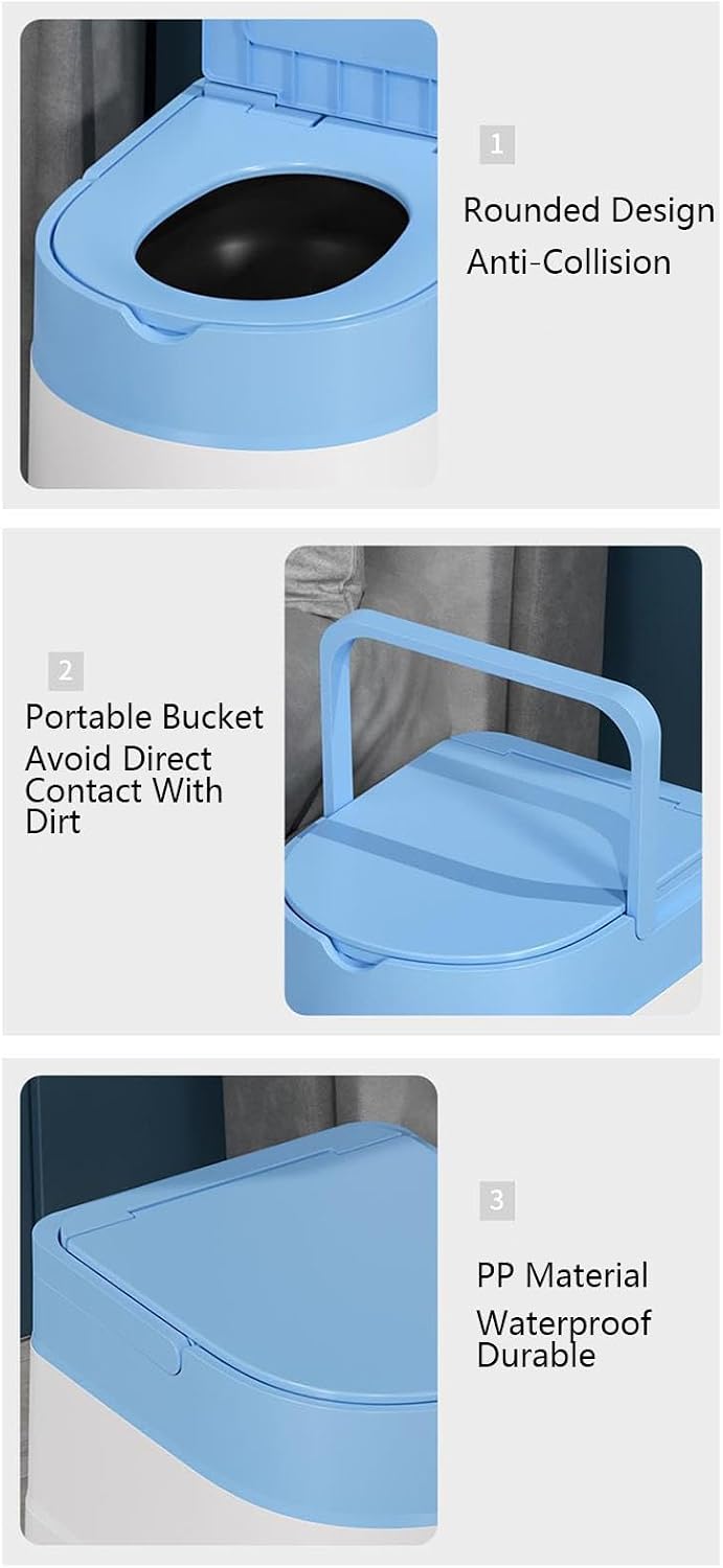 Raised Toilet Seat with Handles Up to 500 Lbs, Elevated Handicap Toilet Seat Riser for Seniors Waterproof, Non Slip, Stand Alone Toilet Safety Frame, Fit Any Toilet, Blue