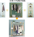 Clothes rack Gold, Freestanding Industrial Garment Rack with Double shelves Multi-functional Bedroom Hanging Clothing Rack,Heavy Duty Coat Rack Organizer for Bedroom Shoes 1 pack (39'' L)