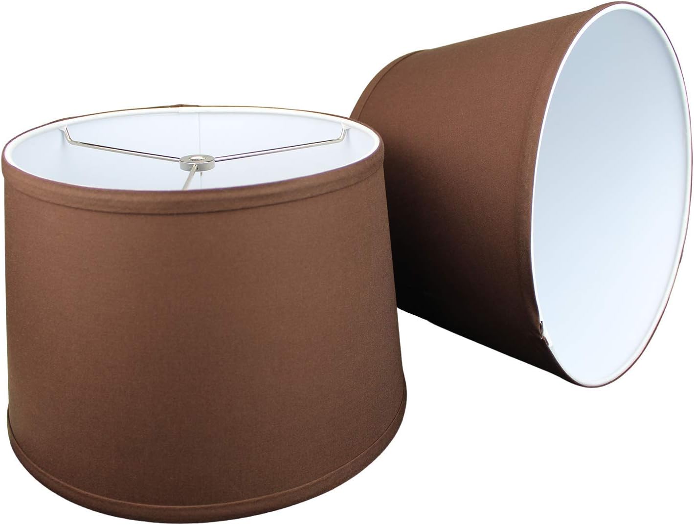 FenchelShades.com Set of 2 Lampshades 10' Top Diameter x 12' Bottom Diameter x 8' Slant Height with Washer (Spider) Attachment. Attaches to Lamps with an existing Harp (not included) (Linen Coffee)
