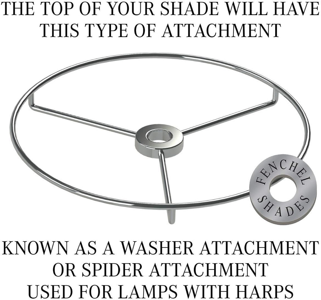 FenchelShades.com Set of 2 Lampshades 10' Top Diameter x 12' Bottom Diameter x 8' Slant Height with Washer (Spider) Attachment. Attaches to Lamps with an existing Harp (not included) (Linen Pool)
