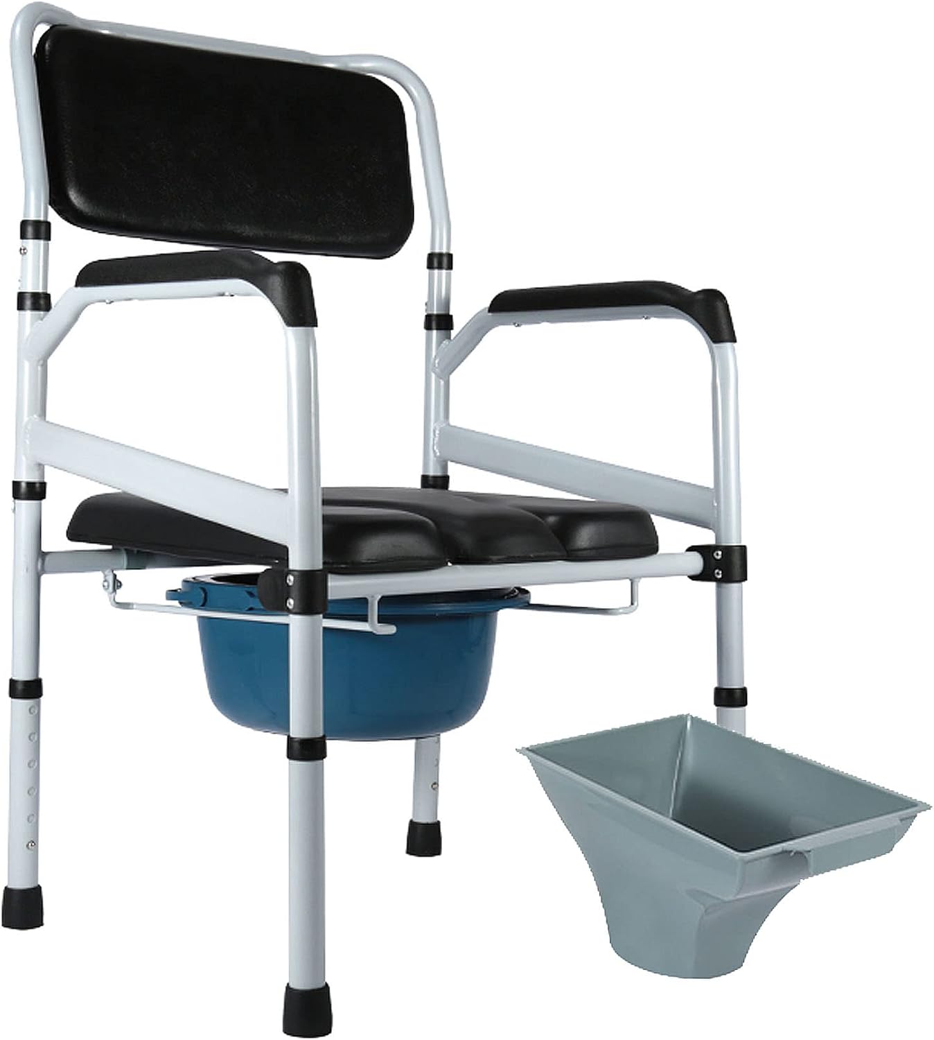 Raised Toilet Seat with Handles and Back, Bedside Commode Chair 6-Gears Height Adjustable Heavy Duty Shower Chair for Adults, Senior, Elderly,Handicap, Disabled