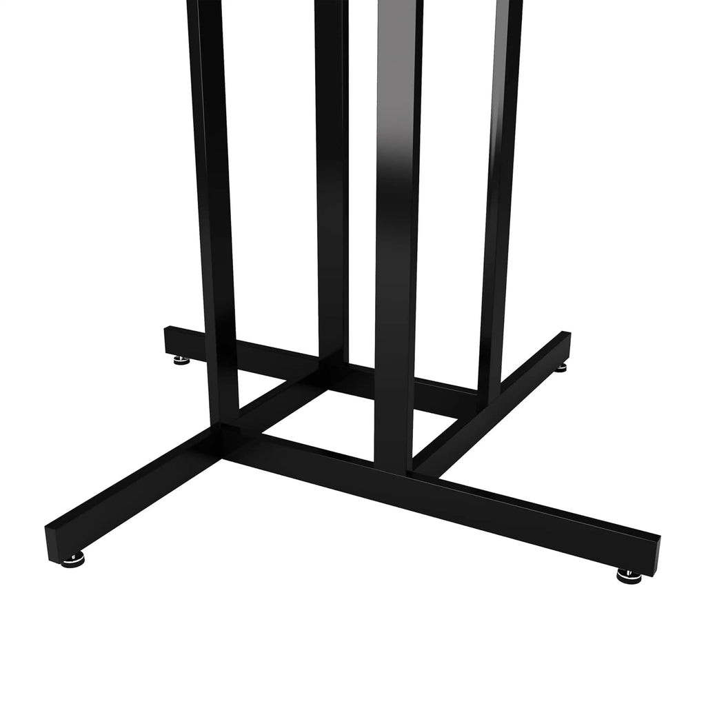 Clothing Rack – Black 4 Way Rack, Adjustable Height Arms, Blade Arms, Square Tubing, Perfect for Clothing Store Display With 4 Straight Arms