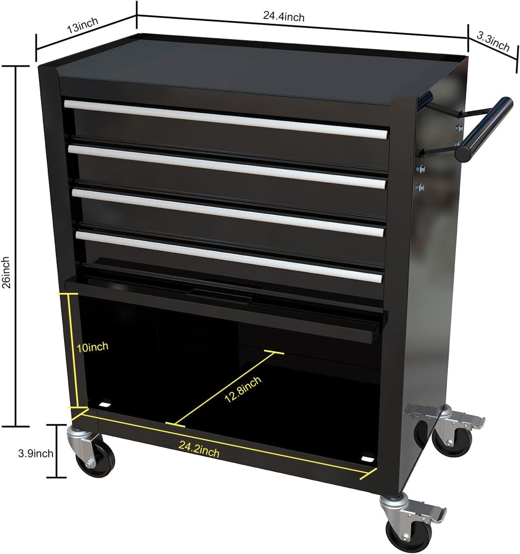 Tool Box Set, 439-Piece Mechanic's Tool Kit, 4-Drawer High Capacity Tool Chest, Lockable Storage Organizer with Sliding Drawers for Home & Garage Repair (Black+238PCS)