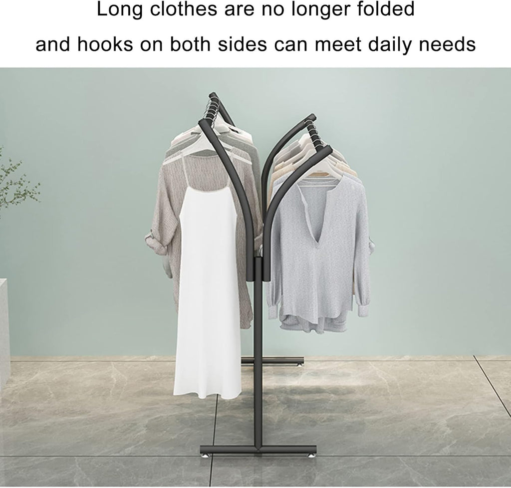 Heavy Duty Metal Rolling Garment Rack with Wheels Double Bar Hanger Retail Display in Gold and Black Modern Boutique Clothing Rack for Floor Standing 150 * 155,A-with Ers 60 * 155 * 50cm