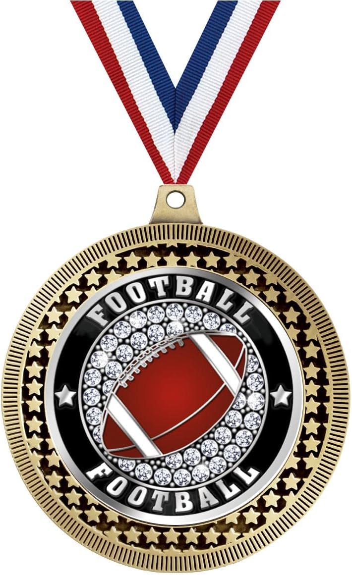 Crown Awards 2.75' Football Ice Award Medal, Gold Vega Football Ice Team Trophy Award Includes Free Neck Ribbon