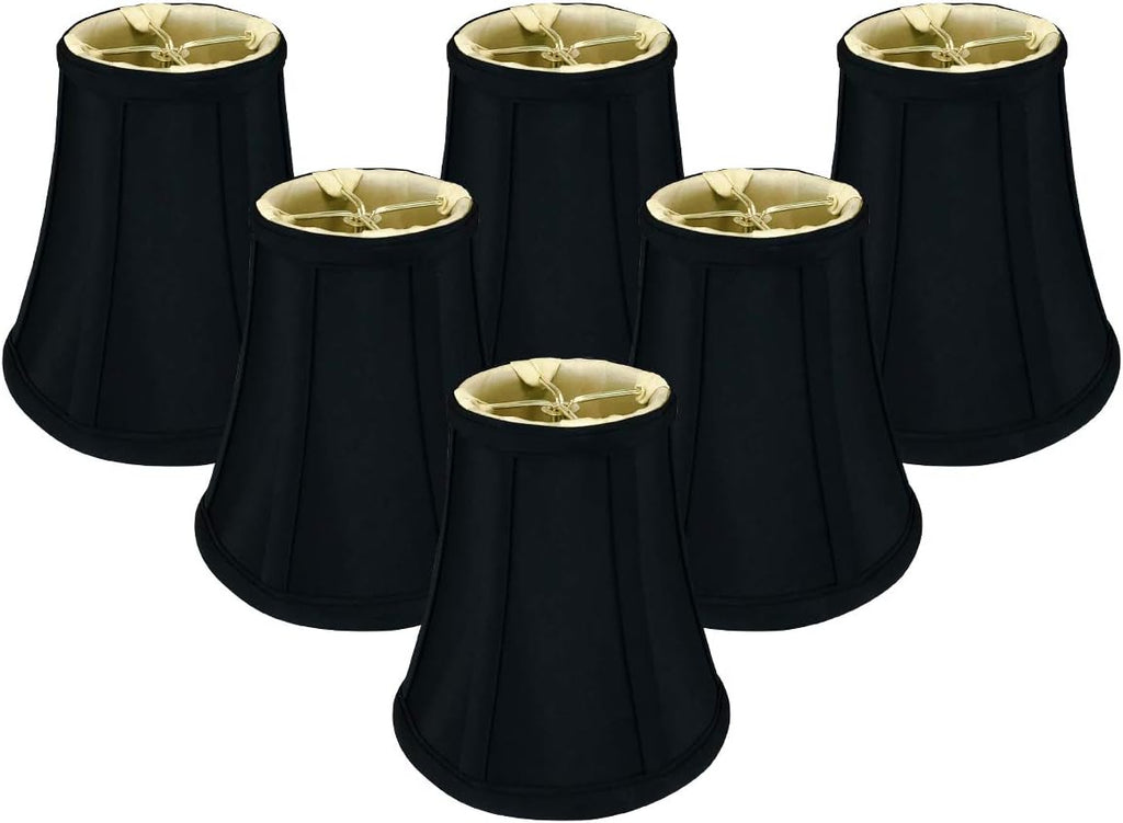 Royal Designs, Inc. BSO-704FC-6BLK/GL-6 True Bell Basic Lamp Shade with Flame Clip, 3.5 x 6 x 6.25, Black with Gold, 6-Pack