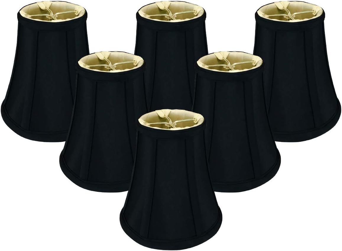 Royal Designs, Inc. BSO-704FC-6BLK/GL-6 True Bell Basic Lamp Shade with Flame Clip, 3.5 x 6 x 6.25, Black with Gold, 6-Pack