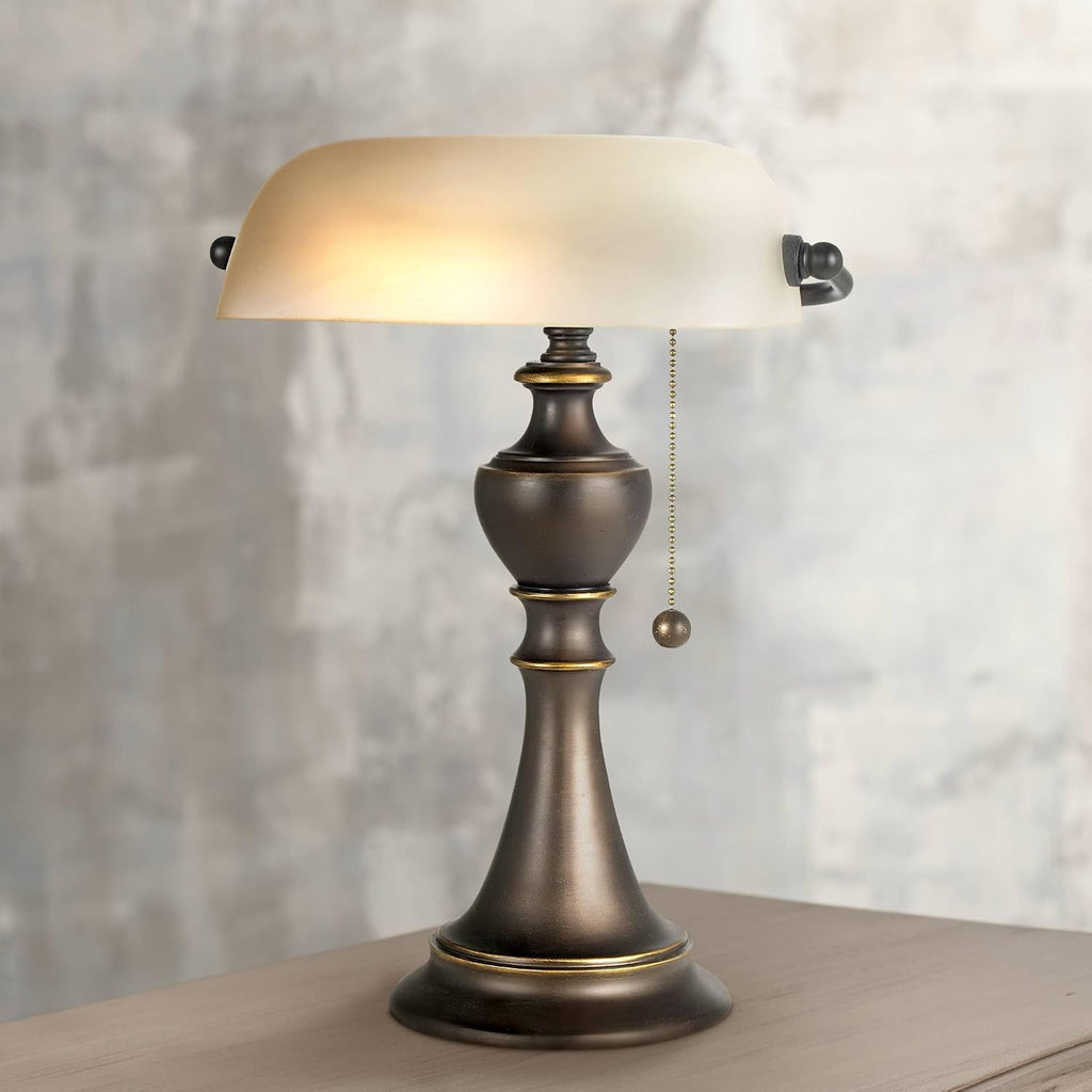 Regency Hill Haddington 16' High Small Farmhouse Rustic Traditional Piano Lamps Set of 2 Brown Bronze Finish Metal Glass Shade Home Office Living Room Bedroom Bedside Nightstand House Reading