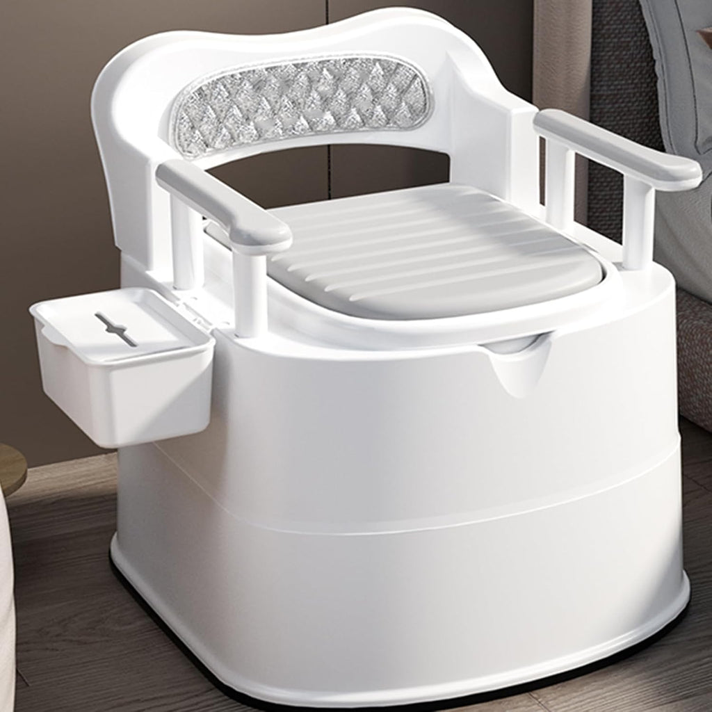 Heavy Duty Bedside Toilet,Movable Toilet Home for The Elderly Padded Seat Commode Chair with Arms Suitable People Inconvenient Legs and Feet (A)