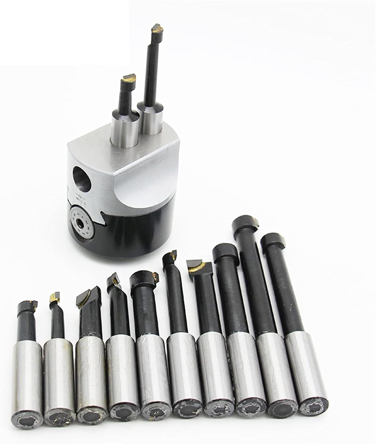 Precision Collets Lathe Chuck Tool 1set 2' 50mm boring head+1pcs Morse holder+9pcs 12mm boring bar for cnc lathe bored boring tool set for CNC Engraving Machine & milling Lathe Tool(MT4-(F1 50)-9pcs)