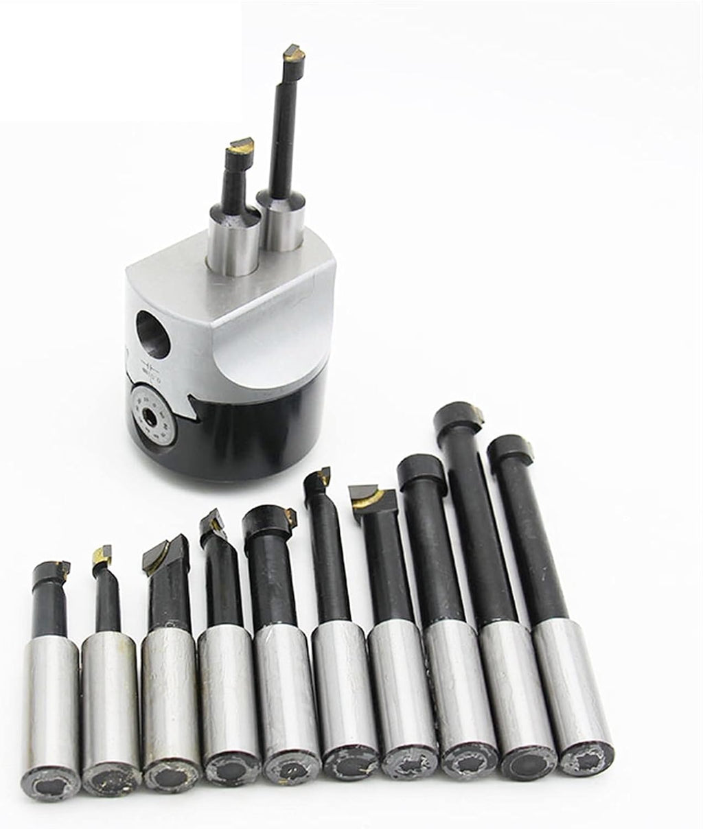 Precision Collets Lathe Chuck Tool 1set 2' 50mm boring head+1pcs Morse holder+9pcs 12mm boring bar for cnc lathe bored boring tool set for CNC Engraving Machine & milling Lathe Tool(R8-(F1 50)-9pcs-7-