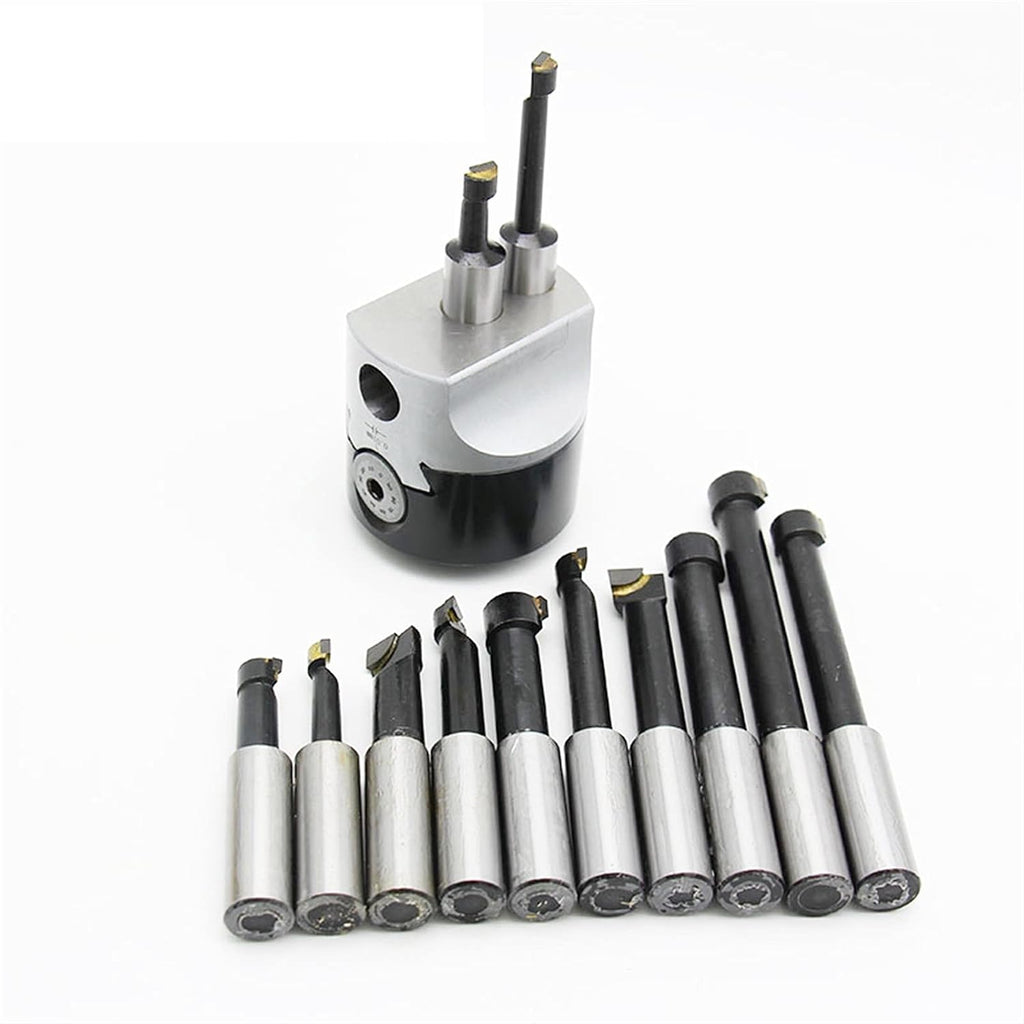 Lathe blade,1set 2' 50mm Boring Head+1pcs Morse Holder+9pcs 12mm Boring bar for CNC Lathe Bored Boring Tool Set Milling Lathe Tool (Size : MT3-(F1 50)-9pcs)