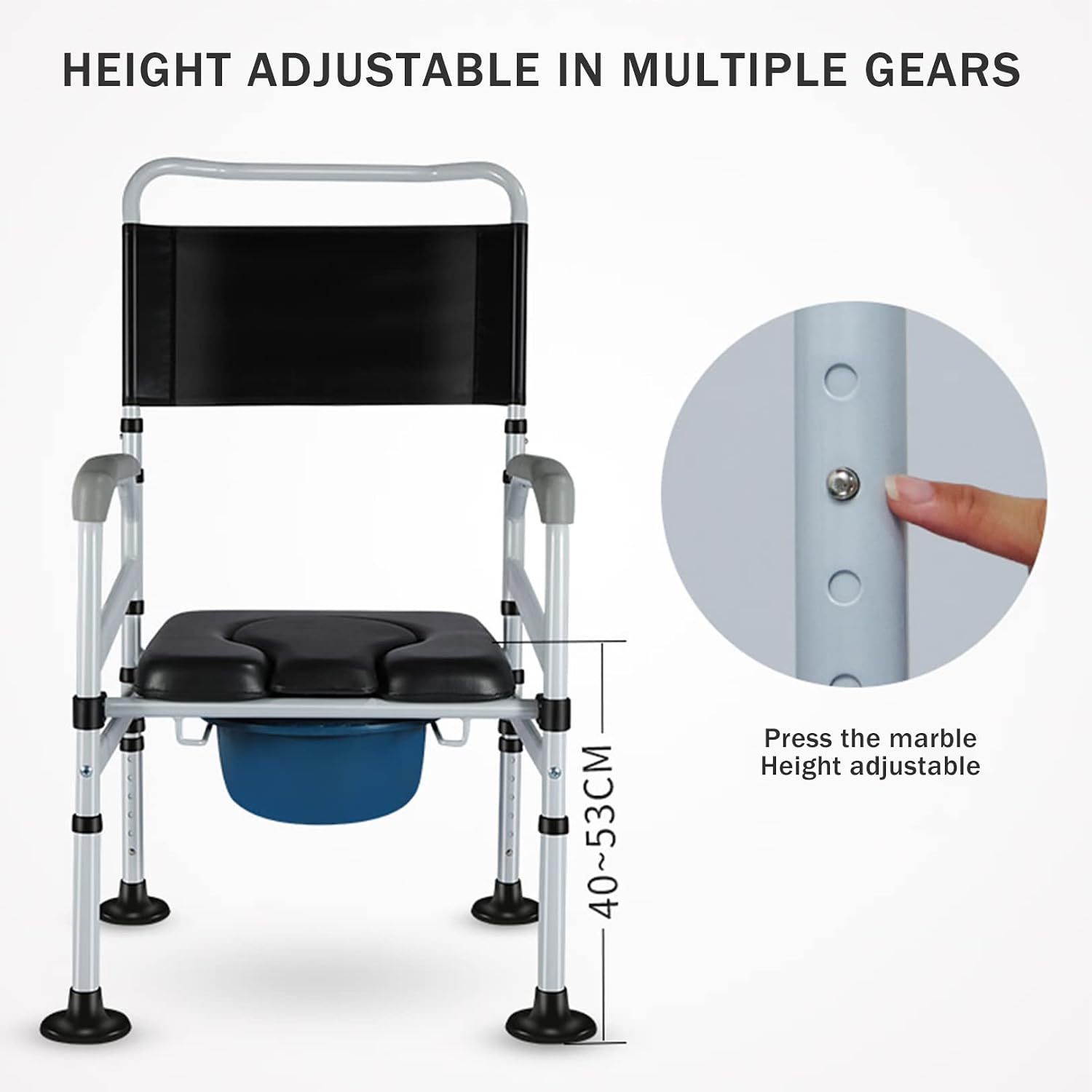Heavy Duty Shower Chair with Armrests - Raised Toilet Seat with Potty - Bedside Commode for The Elderly, Pregnant Women, Disabled,B