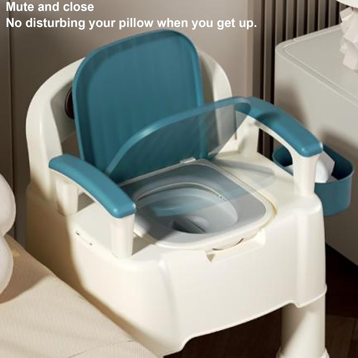Portable Toilet, Toilet Seat Risers for Seniors with Handles, Portable Toilet for Adults, Mobile, Height Adjustable, PU Soft Cushion, Supports Weighing Up to 150kg, for Disabled
