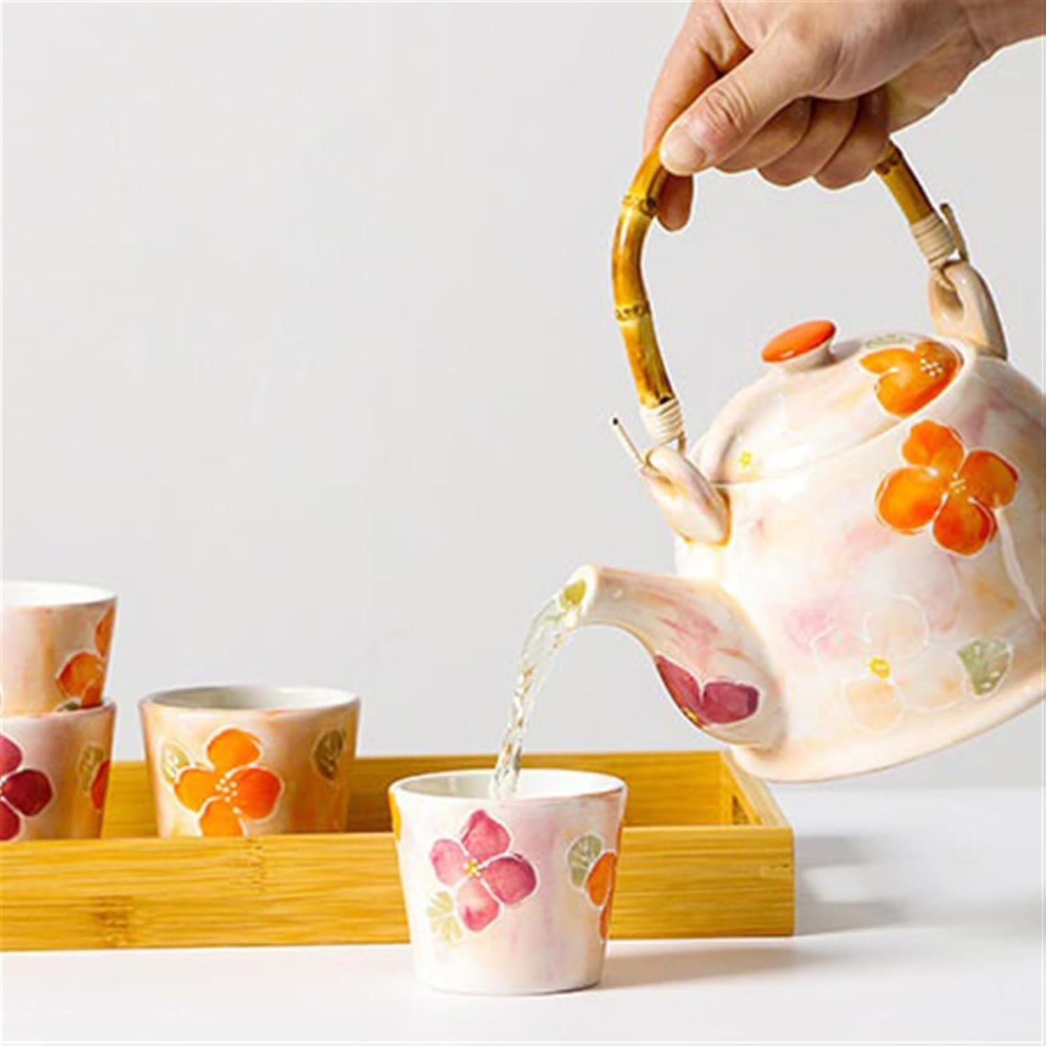 Beverage Serveware Ceramic tea kettle, handlebar kettle, afternoon teapot, cup tea set, multifunctional household tea set, elegant tea set Water Carafe