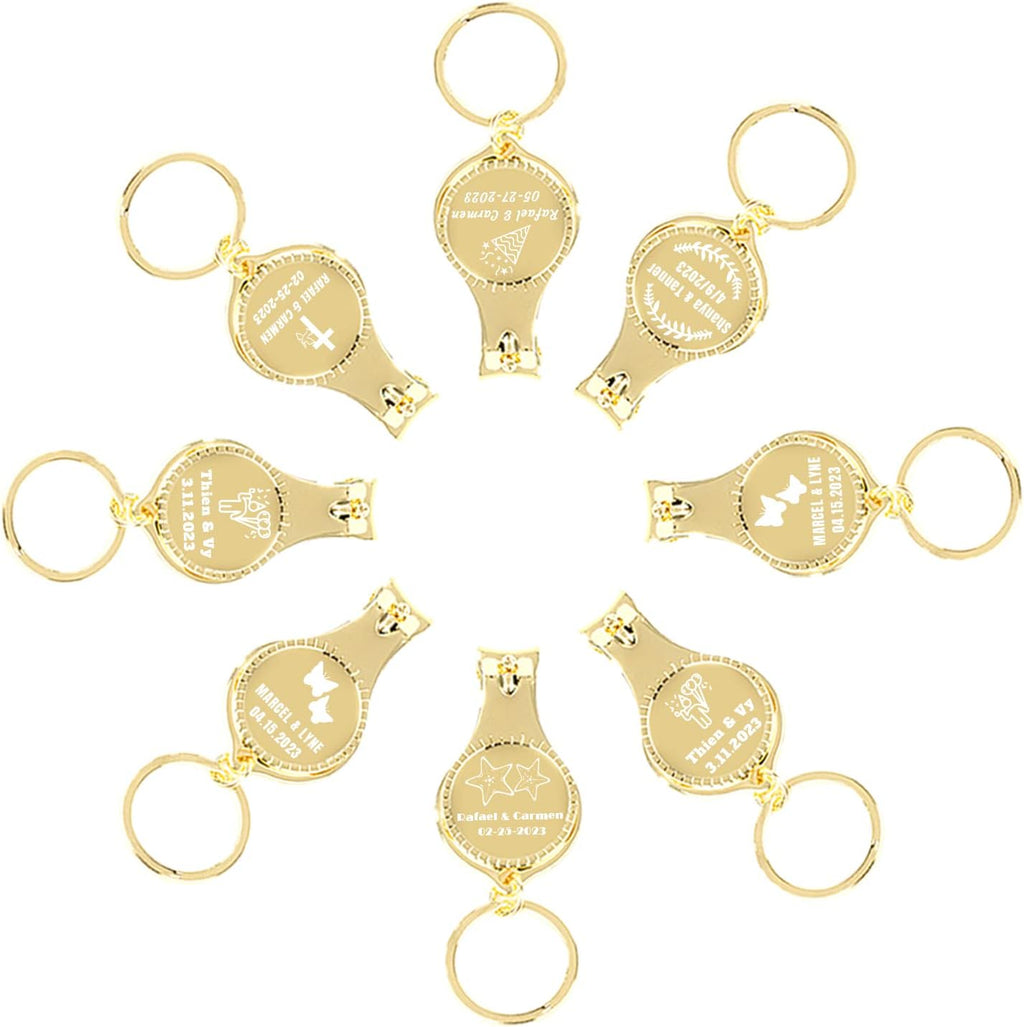 80pcs Personalized 4 in 1 Multi Function Bottle Opener, Nail Clipper, Wedding Favors Brewery, Private Customized, Gold, Multitool Gifts for Men