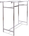 Econoco Double Bar Clothing Rack – Adjustable Garment Display with Rectangular Hangrail, 60' x 22' x 70', Chrome