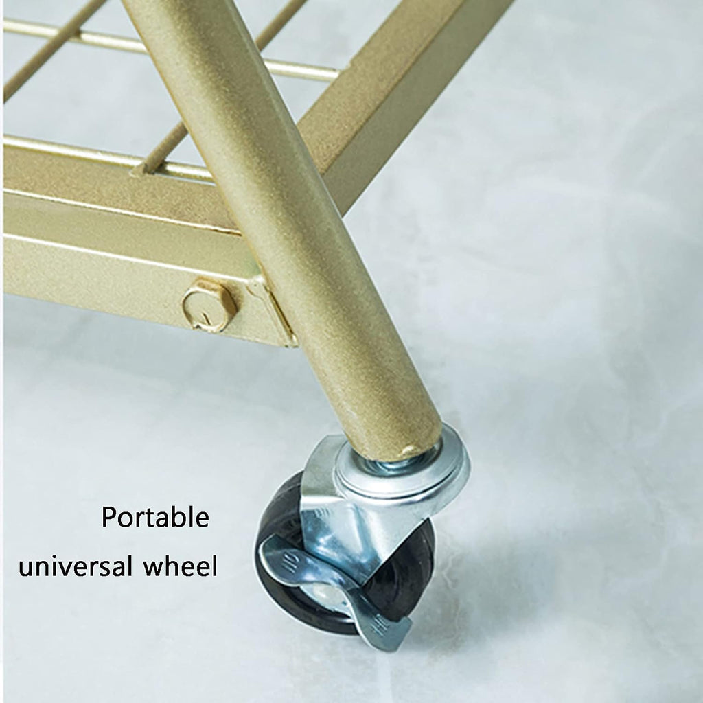 Garment Rack Portable Rolling Garment Rack With Wheels，Nordic Modern Metal Hanging Clothes Rail And Display Clothing Rack， Single Rod Coat Rack For Bedroom Office Indoor(Size:100x40x155CM,Color:Gold)
