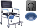 Bedside Commode,Toilet Seat with Handles Commode Chair with Wheels with Built-in Toilet Non-Slip Shower Chair with Padded seat for Any