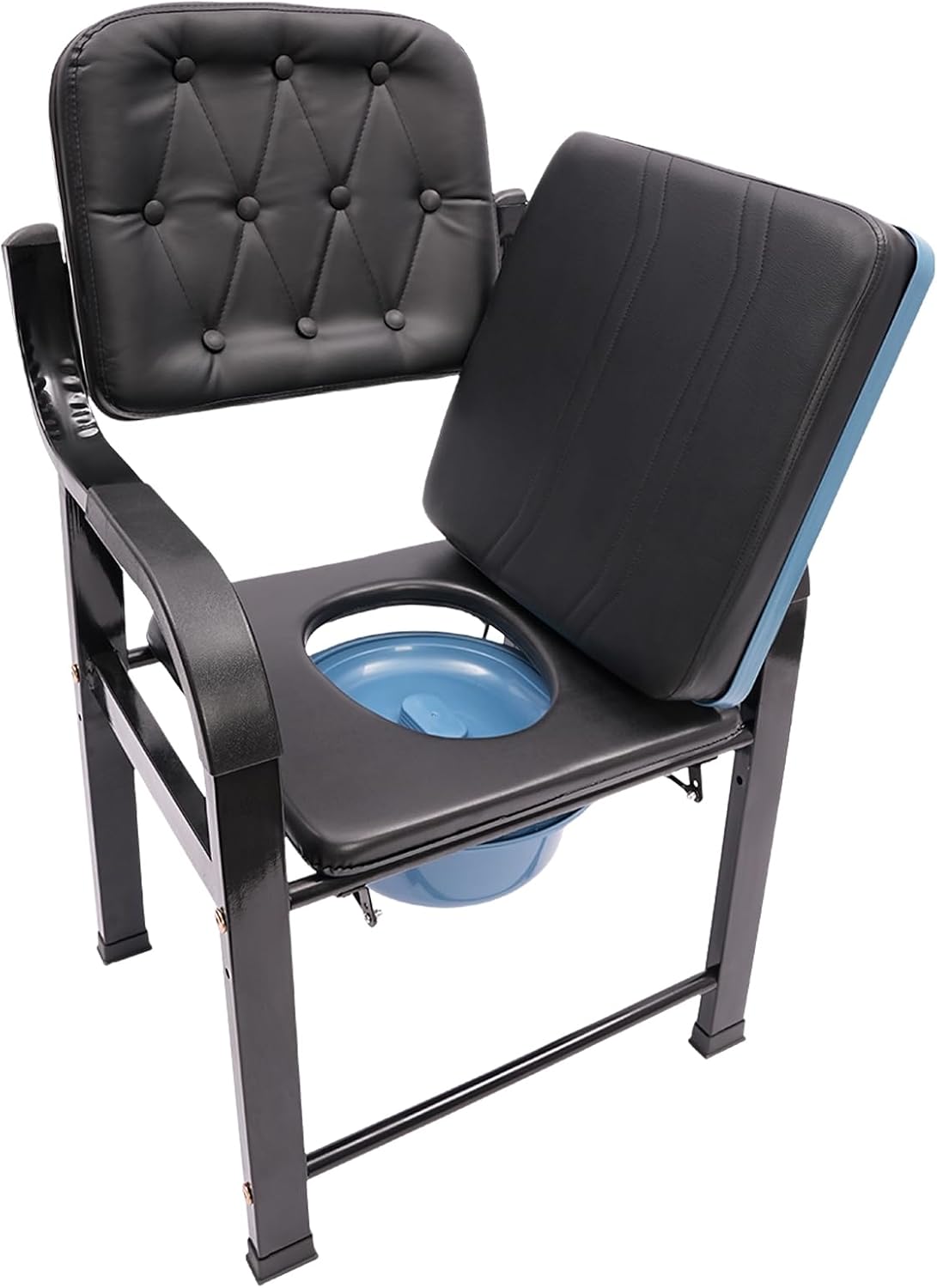 Bedside Commode Chair for Elderly, Versatile 3 in 1 Shower Chair with Arms and Back, Bedside Commode for Toilet, Raised Toilet Seat with Removable Commode, Height Adjustable, up to 551 lbs