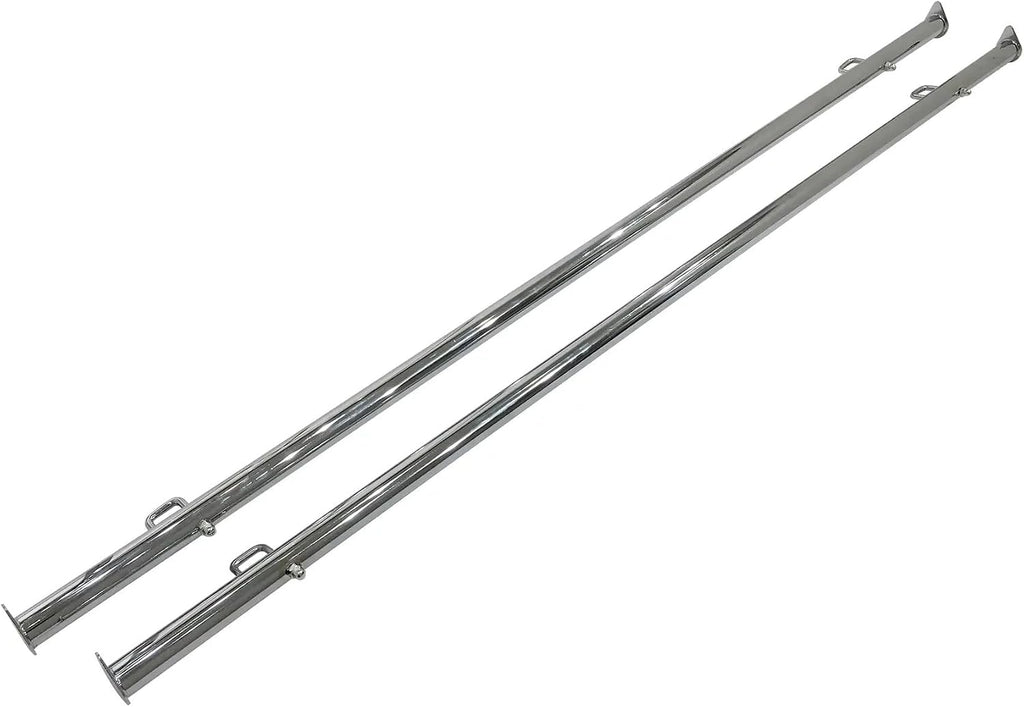 Econoco Double Bar Garment Rack, Adjustable Height 49–70in, Chrome Clothing Rack with Rectangular Hangrails, 60in Wide