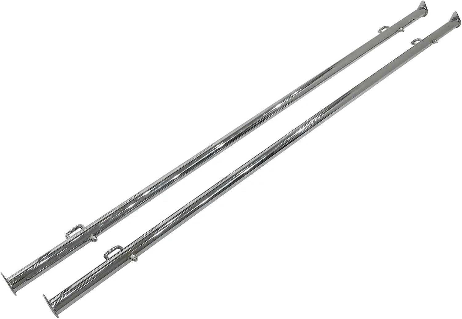 Econoco Double Bar Garment Rack, Adjustable Height 49–70in, Chrome Clothing Rack with Rectangular Hangrails, 60in Wide