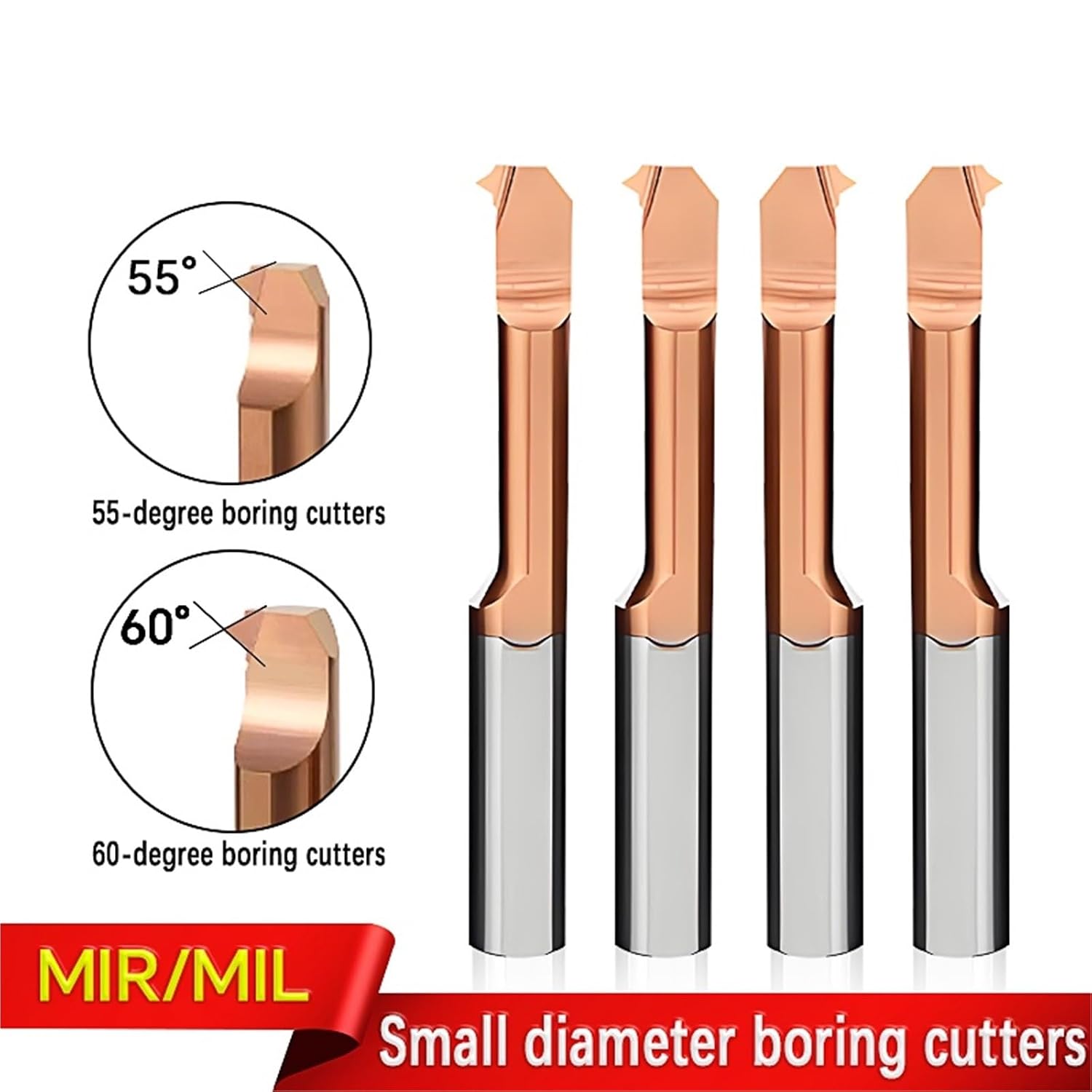 2pcs Samll Hole Thread Boring Tool MIR3 MIR4 MIR5 MIR6 MIR8 A60 L55 L15 L22 L30small Diameter Carbide Thread Tool Boring Bar(MIR8 A55 L30)