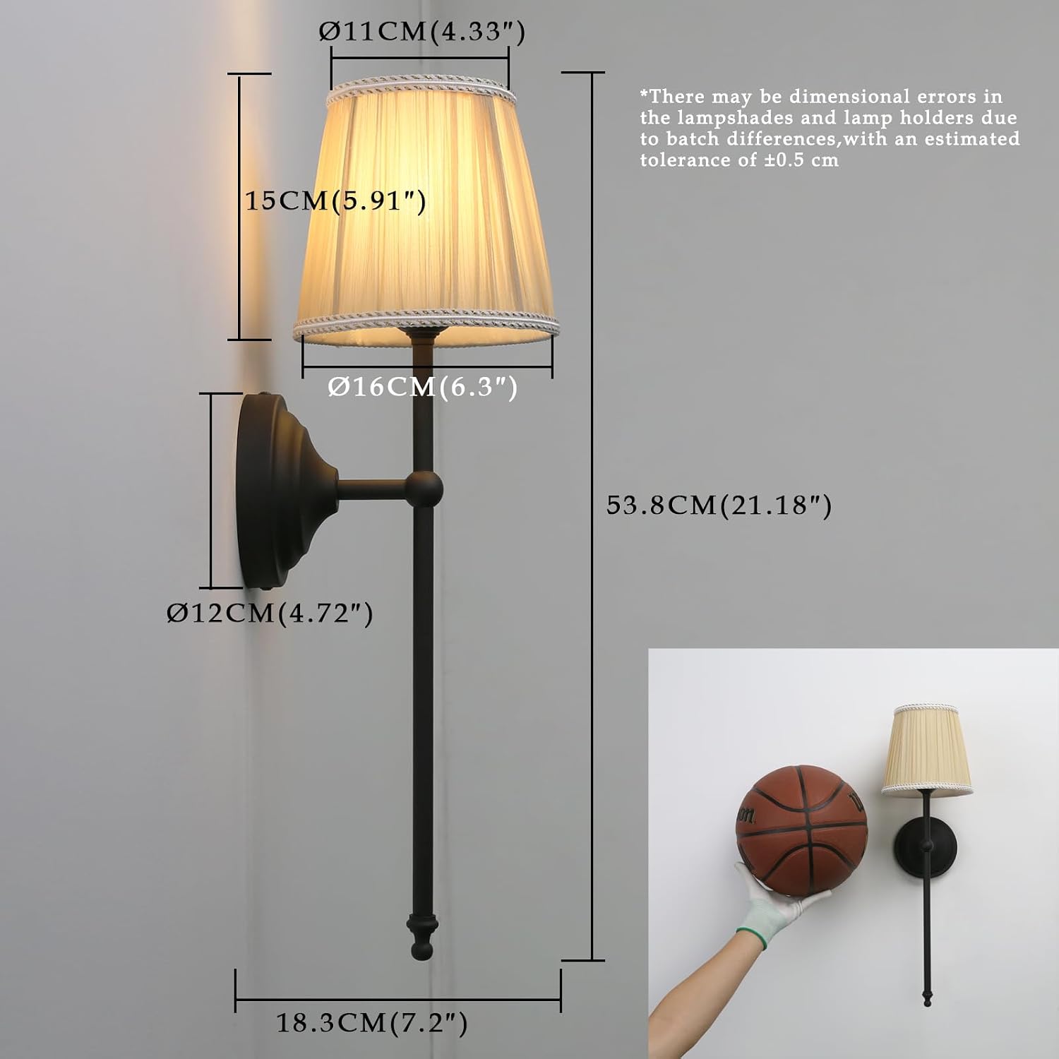 Phansthy Hardwired Brass Boho Wall Sconces Set of 2, Vintage Industrial Wall Lights 2 Pack, Vanity Light Wall Lamps with Lace Gauze Shade for Bedroom Living Room Hallway Decor (Black + Khaki Shade)