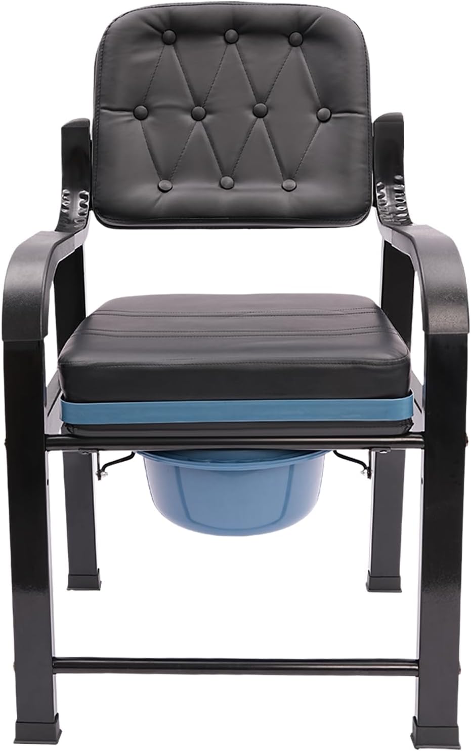 4 in 1 Shower Commode Chair with 4 Non-Slip Feet, 551Lbs High Load-Bearing Bedside Commode Heavy Duty Chair Shower Toilet Seat Bathroom Assistance Wheelchair for Elderly Pregnant and Disabled