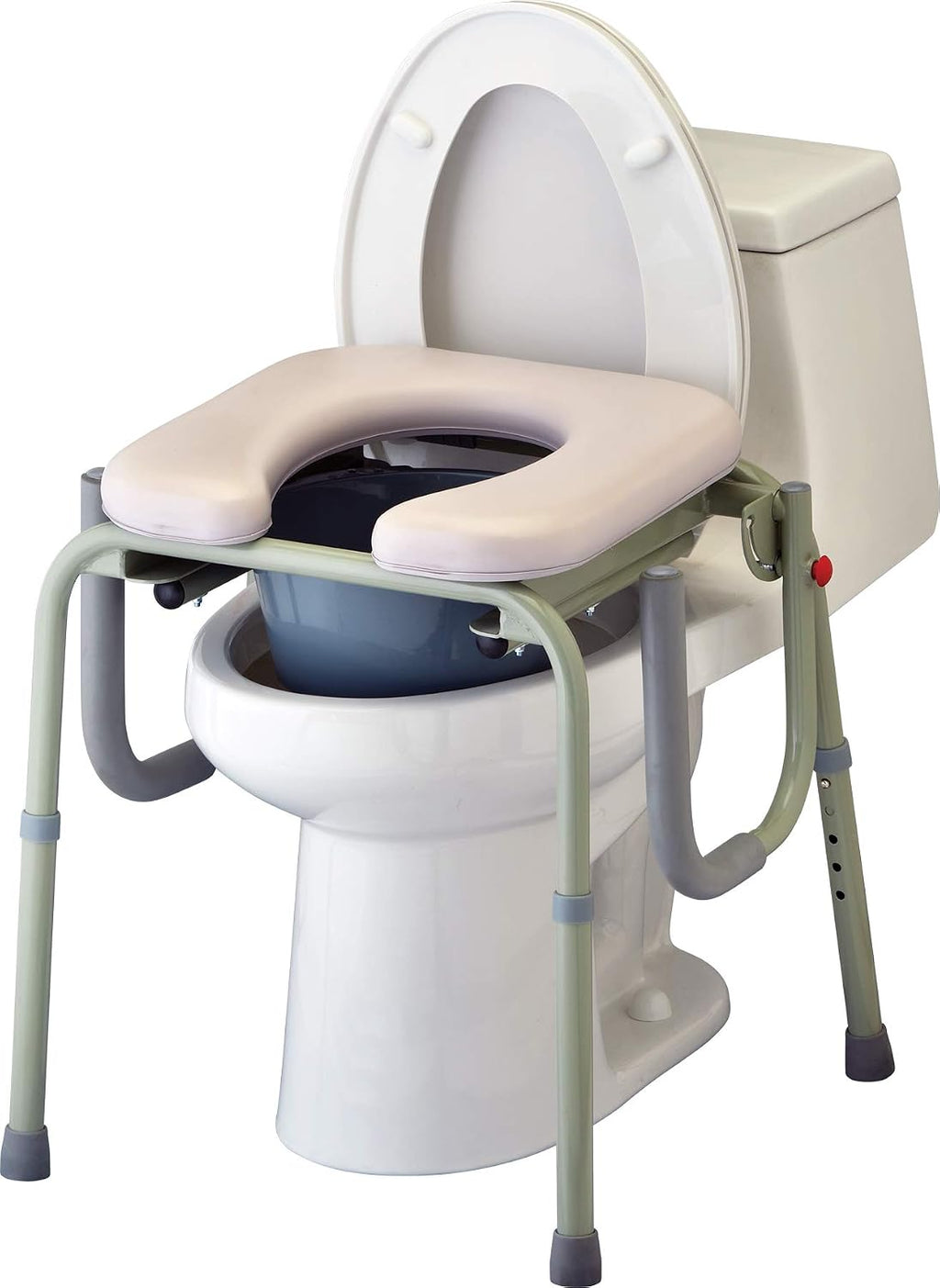 NOVA Medical Products Drop Arm Commode with Padded Seat and Back, Drop Down Arms for Easy Transfer, Stand Alone Bed Side Commode and Over The Toilet Commode, Comes with Bucket, Lid and Slash Guard Gray 1 Count