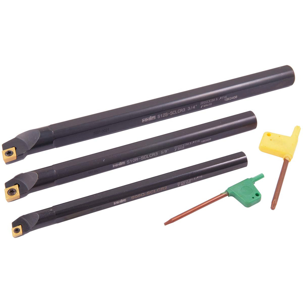 HHIP 1001-0021 3 Piece (1/2-5/8 & 3/4 Inch) SCLCR Indexable Boring Bar Set