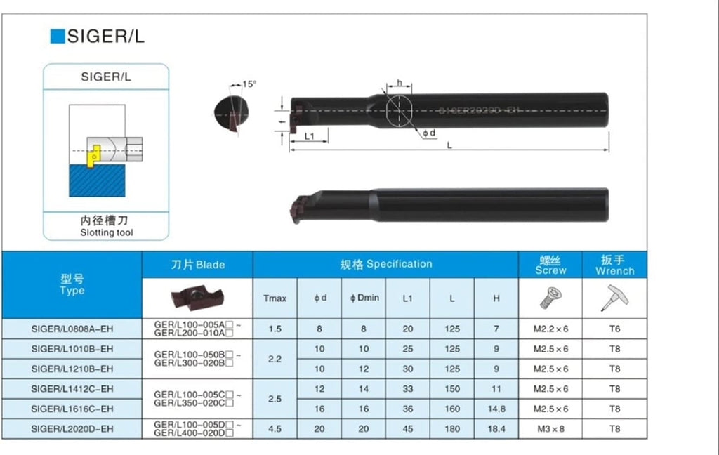 1PC SIGER Small Bore Cutter Holder Turning Tool Holder Boring Bar CNC Lathe Tools DOLUNTO(SIGER2020D-EH)