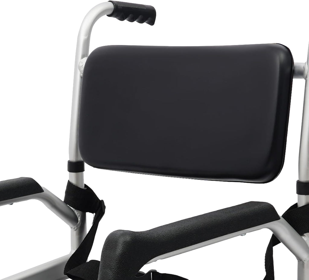 Foldable Shower Chair with Wheels, Rolling Shower Wheelchair Bedside Commode Chair with Arms, Portable Height Adjustable Bathroom Shower Chair for Seniors Adult Disabled (O-Shaped, with Sofa Cushion)