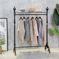 Vintage Iron Pipe Garment Rack, Floor-Standing Garment Hanger with Storage, Clothes/Shoe/Bag Organizers Display Stand, Garment Shelf for Retail Stores